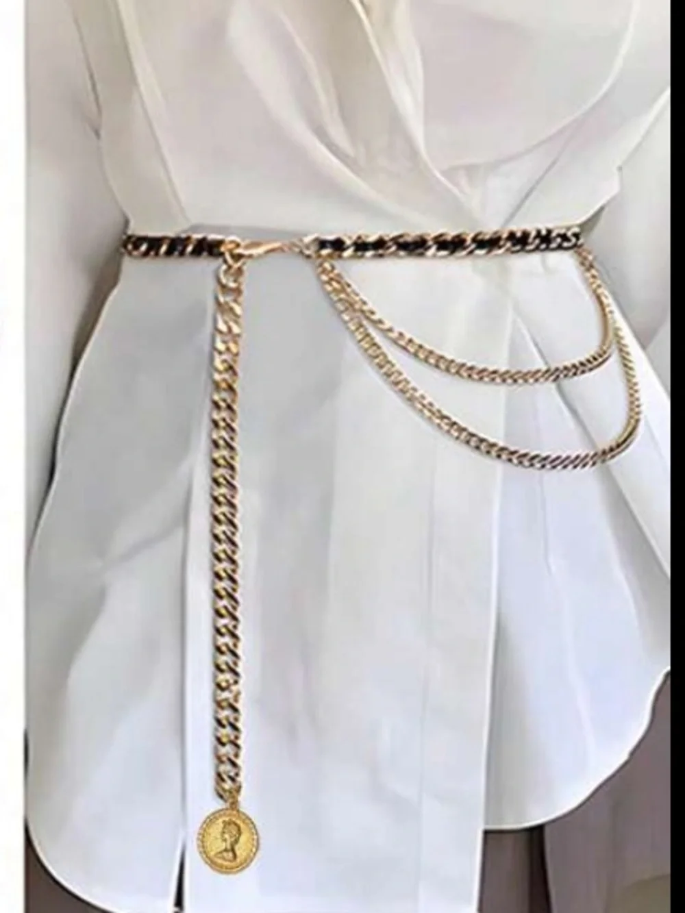 Luxury Gold Chain Waist Belt with Coin Charm